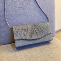 Pochette da sera argento glitter con tracolla