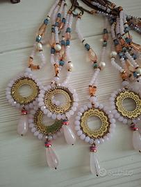 collane Pendenti in vetro rosa bigiotteria