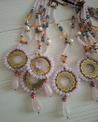 collane Pendenti in vetro rosa bigiotteria