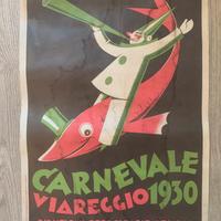 Manifesto antico pubblicitario carnevale viareggio