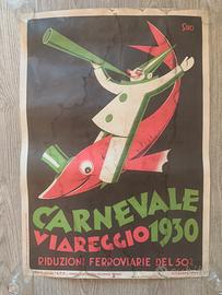 Manifesto antico pubblicitario carnevale viareggio