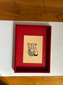 Stampa gatto carino in lineografia