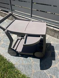 Carrello portavivande outdoor in plastica tortora