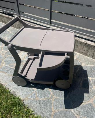 Carrello portavivande outdoor in plastica tortora