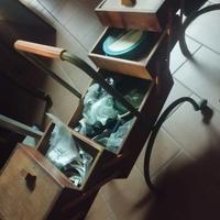 Scatola da cucito ANTICA legno VINTAGE portaogetti