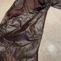 Trench cappotto lungo in pelle colore marrone