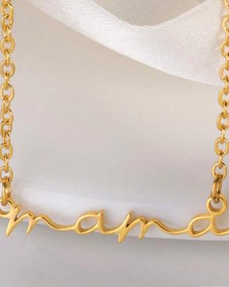 Collana “Mama” in Acciaio Inox placcata oro