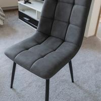 Set 4 sedie in velluto grigio - Nuove