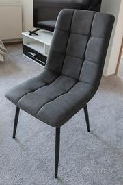 Set 4 sedie in velluto grigio - Nuove