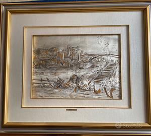 Quadro argento Roma sparita Scorcio isola Tiberina