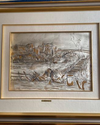 Quadro argento Roma sparita Scorcio isola Tiberina