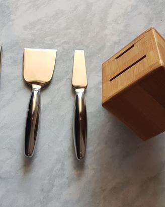 Set coltelli da formaggio acciaio inox con ceppo
