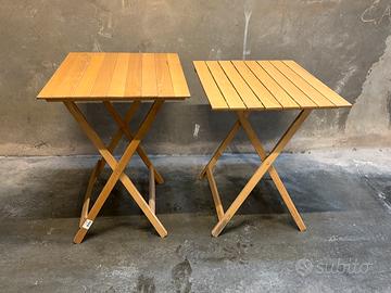 Coppia tavoli pieghevoli in legno 60x88
