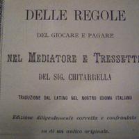 Libro anno 1896 Chitarrela DELLE REGOLE DEL GIOCAR