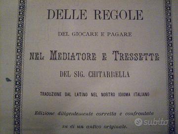 Libro anno 1896 Chitarrela DELLE REGOLE DEL GIOCAR