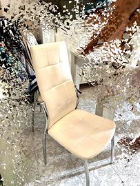 Set di 4 sedie in pelle bianca