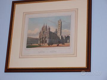 Stampa antica Duomo di Siena cm 30x40