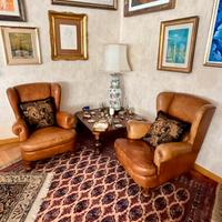 Coppia di Poltrone club in pelle vintage, anni '70