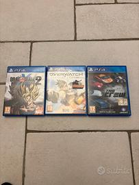 The crew; overwatch; dragonball xenovese  2 ps4