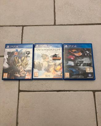 The crew; overwatch; dragonball xenovese  2 ps4