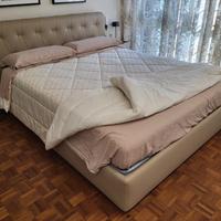 Letto contenitore design exco ecopelle beige