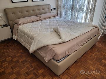 Letto contenitore design exco ecopelle beige