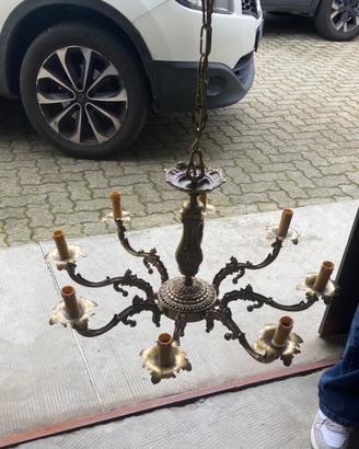 Lampadario vintage 6 luci retrò bronzo restaurato