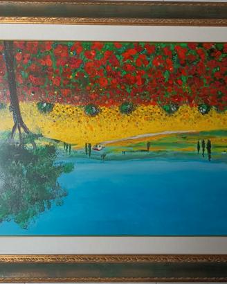 Quadro di paesaggio di campagna 120x70