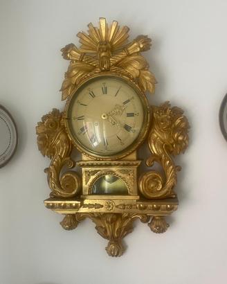 orologio luigi filippo in legno foglia oro