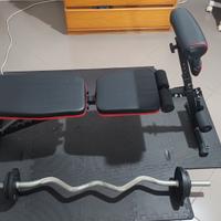 panca piana con bilanciere dischi e tapettino