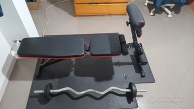 panca piana con bilanciere dischi e tapettino