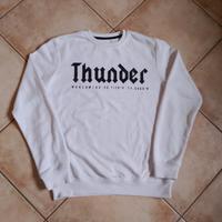 pullover bianco della Thunder con stampa nera
