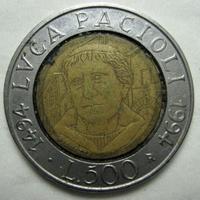 500 Lire bimetallica 1994 Luca Pacioli
