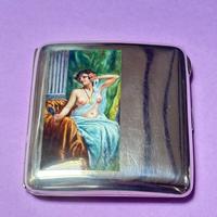 Portasigarette argento smaltato antico