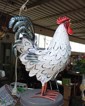 Gallo in metallo per arredo giardino 40x37x14