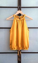 Top raso oro bronzo cangiante stile vintage Y2K