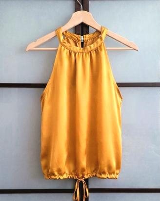 Top raso oro bronzo cangiante stile vintage Y2K