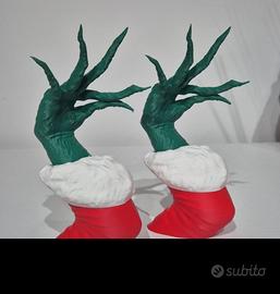 decorazione natalizia coppia mani del Grinch 3D