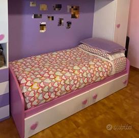 Letto singolo con cassettoni