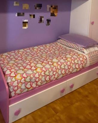 Letto singolo con cassettoni