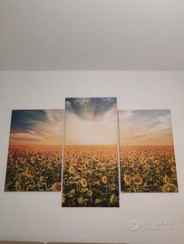 Stampa su tela 3 pezzi. Prato di girasoli.