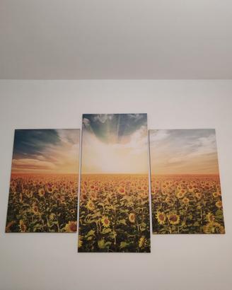 Stampa su tela 3 pezzi. Prato di girasoli.
