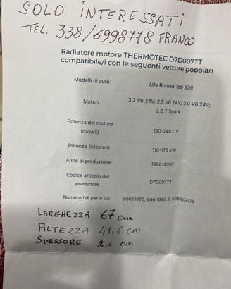 Radiatore per auto