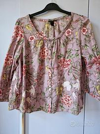 blusa a fiori cotone