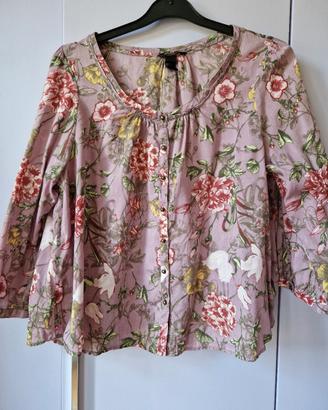 blusa a fiori cotone
