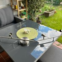Lampadario moderno a 4 faretti orientabili acciaio