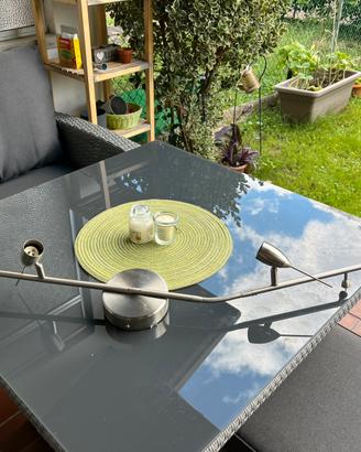 Lampadario moderno a 4 faretti orientabili acciaio