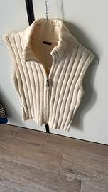 Gilet in lana Playlife bianco panna taglia L
