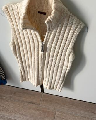 Gilet in lana Playlife bianco panna taglia L