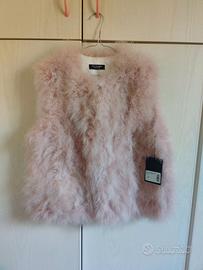 Gilet Yves Salomon in vera piuma, rosa Candy, tg36